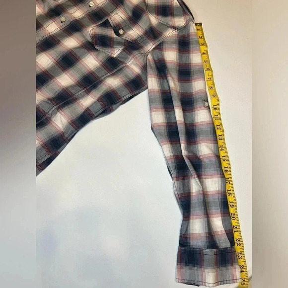 Vintage American Rag Plaid distressed Western Style button Down Size M - Picture 11 of 14